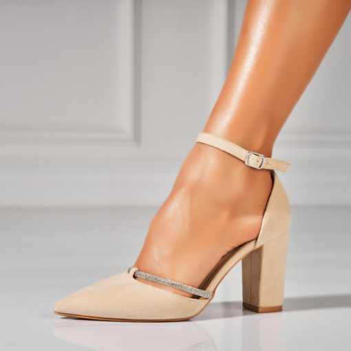 Pantofi dama cu toc Bej din Piele Ecologica Intoarsa Rhys - Img 3