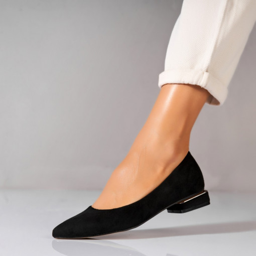 Pantofi dama cu toc Negri din Piele Ecologica Intoarsa Ginna - Img 3