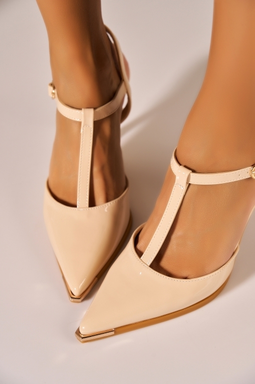 Pantofi dama eleganti Bej din Piele Ecologica Lacuita Eralia - Img 3