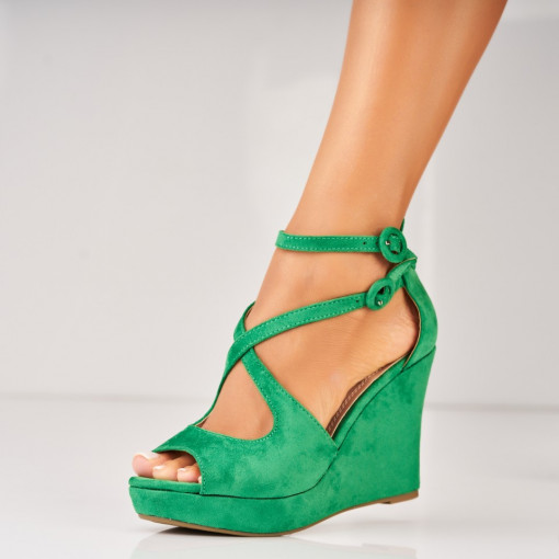 Sandale dama cu platforma Verzi din Piele Ecologica Intoarsa Rayma - Img 3