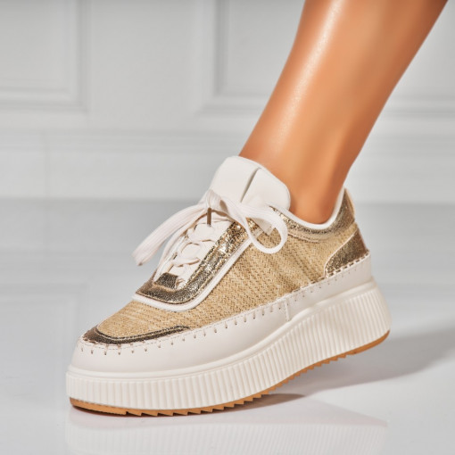 Adidasi Dama Auriu din Textil Jakel - Img 3