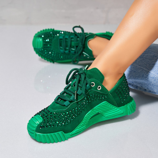 Adidași damă Piele Ecologica Intoarsa Verde Salesi - Img 2