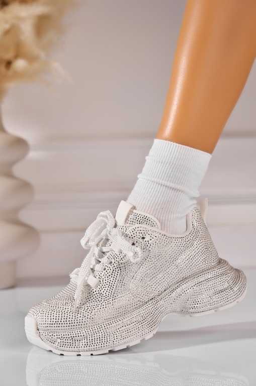 Adidași de damă Piele Ecologica Alb Massa - Img 2