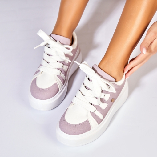 Adidași de damă Piele Ecologica Mov Adara - Img 3