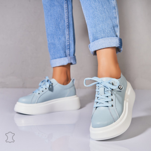 Adidasi Piele Naturala Albastri Tryce - Img 3