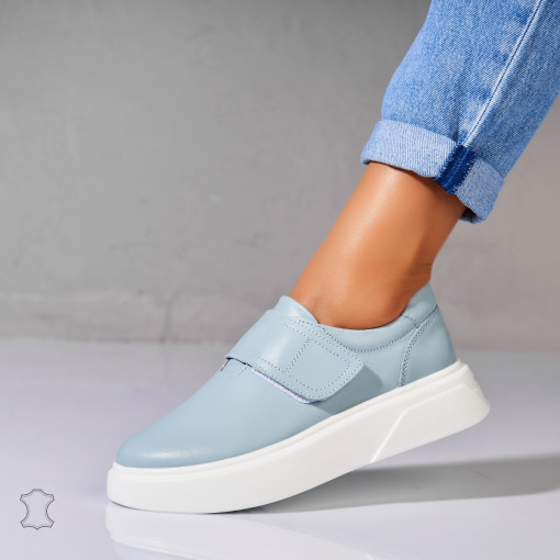 Adidasi Piele Naturala Albastri Zeyda - Img 3