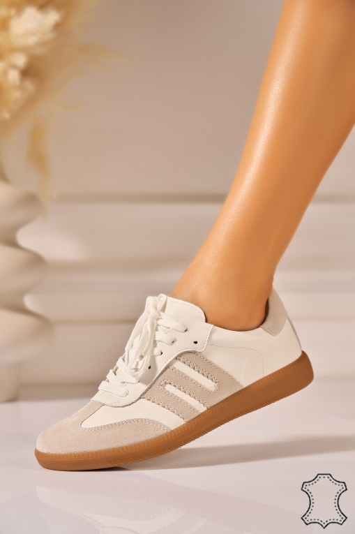 Adidasi Piele Naturala Albi Azure - Img 3