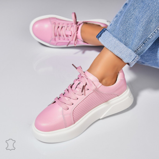 Adidasi Piele Naturala Roz Sivan - Img 3