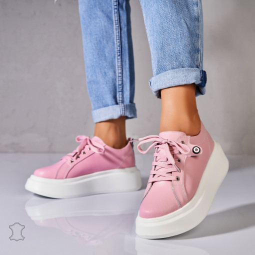 Adidasi Piele Naturala Roz Tryce - Img 2