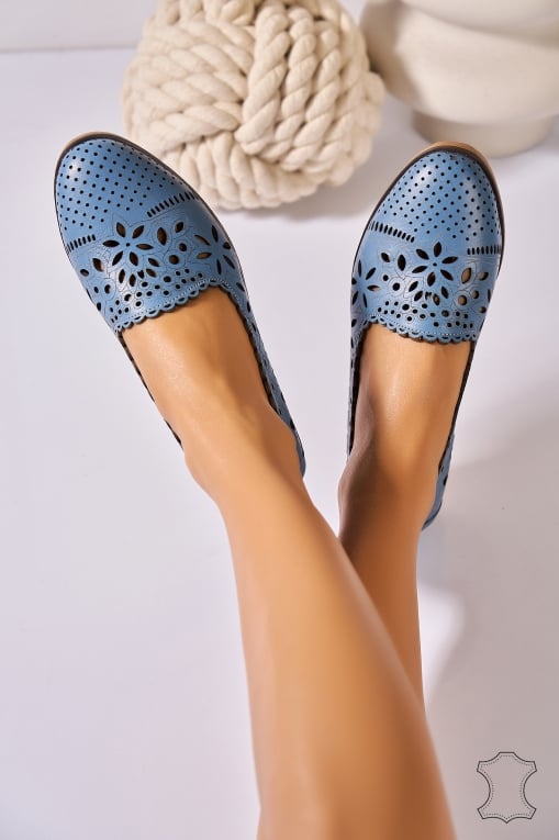 Balerini Damǎ Piele Naturala Albastru Giulia - Img 3