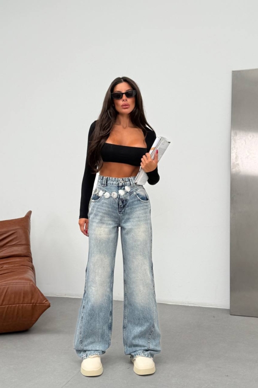 Blugi Damă Oversize Albastri Cyanne - Img 3