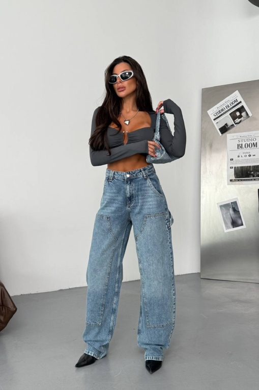 Blugi Damă Oversize Albastri Masifa - Img 3