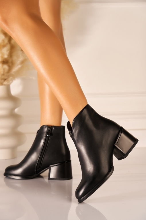 Botine dama Imblanite Negre din Piele Ecologica Basia - Img 1