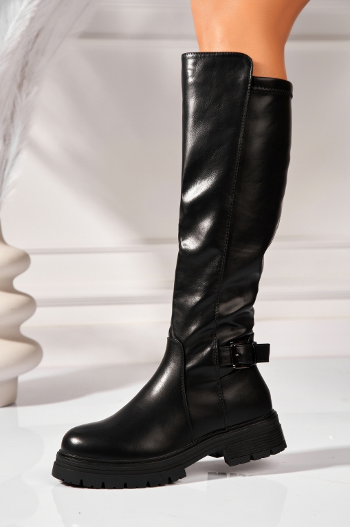 Cizme Dama Imblanite Negre din Piele Ecologica Hetvi - Img 2