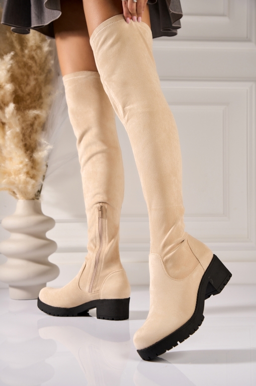 Cizme iarnă Bej din Piele Ecologica Intoarsa Novali - Img 2