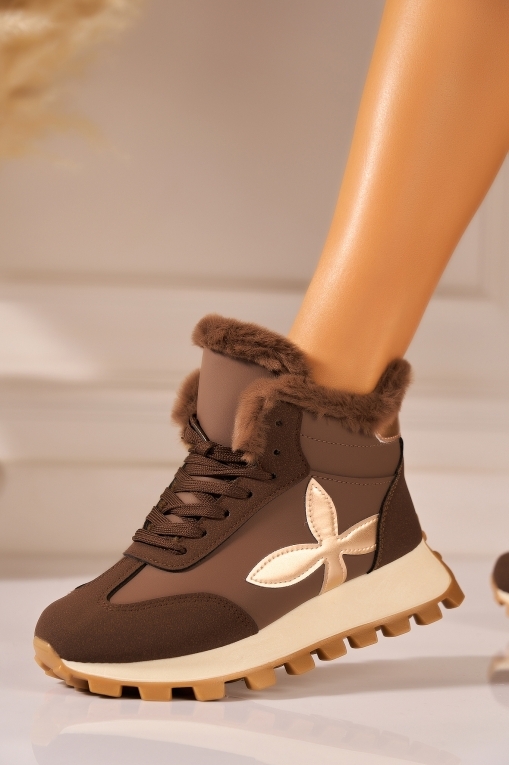 Ghete Dama Imblanite Maro din Piele Ecologica Wrya - Img 3