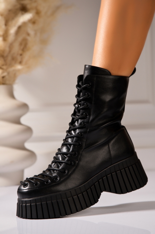 Ghete Dama Imblanite Negre din Piele Ecologica Evalise - Img 3