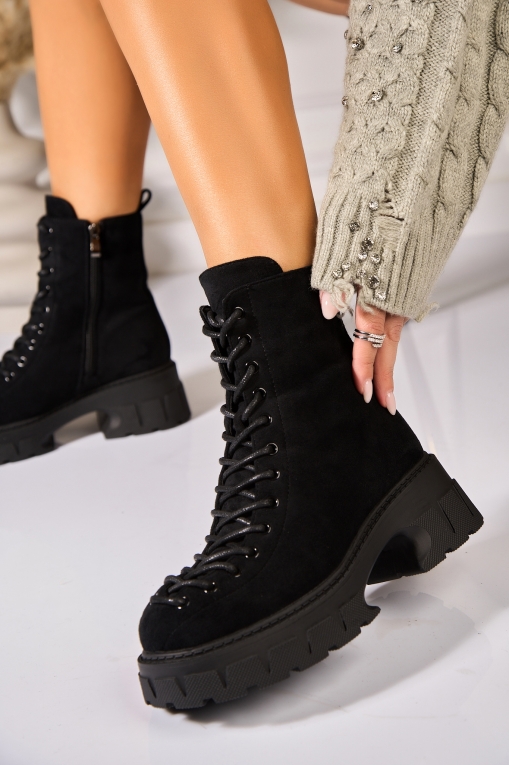 Ghete Dama Imblanite Negre din Piele Ecologica Intoarsa Zayley - Img 4