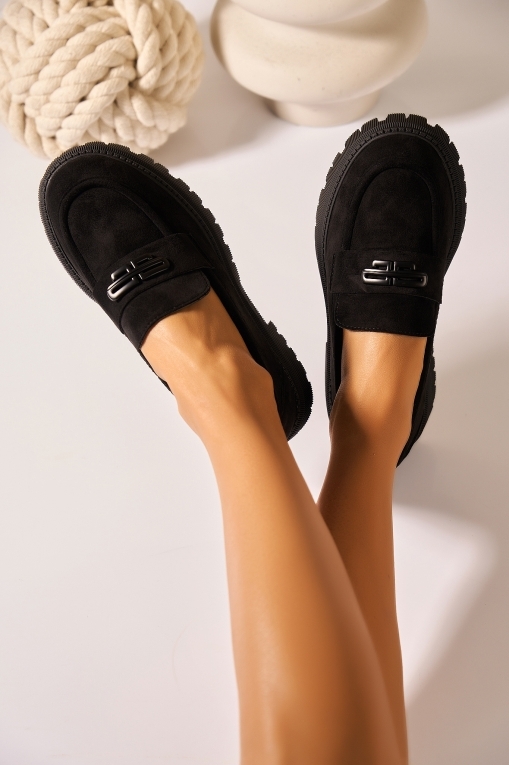 Loafers Dama Piele Ecologica Intoarsa Negri Layra2 - Img 3