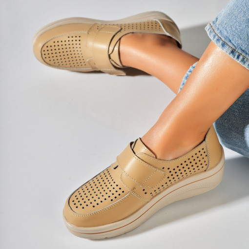 Mocasini dama Piele Naturala Bej Izana - Img 2