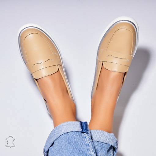 Mocasini dama Piele Naturala Bej Neyda - Img 3