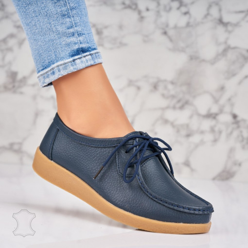 Mocasini dama Piele Naturala Bleumarin Harla - Img 4