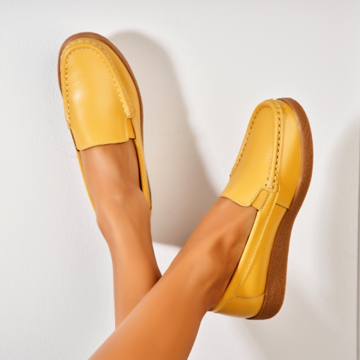 Mocasini dama Piele Naturala Galbeni Dona - Img 2