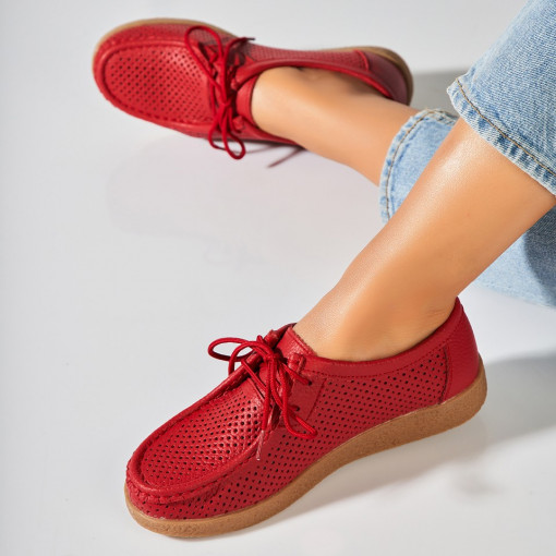 Mocasini dama Piele Naturala Rosii Jyana - Img 5