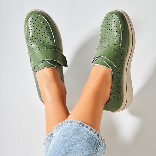 Mocasini dama Piele Naturala Verzi Izana - Img 6