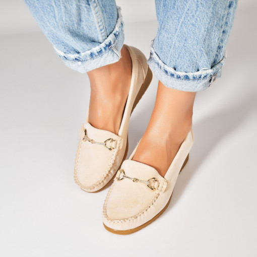 Pantofi dama casual Bej din Piele Ecologica Intoarsa Aanya2 - Img 3