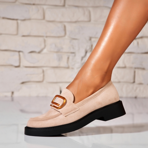 Pantofi dama casual Bej din Piele Ecologica Intoarsa Saidey - Img 2