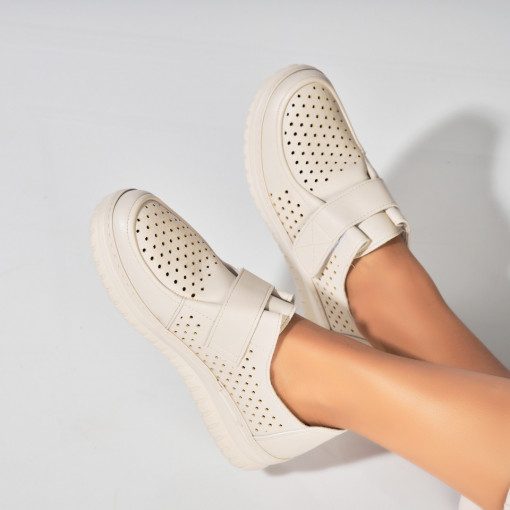 Pantofi dama casual Bej din Piele Ecologica Nayali - Img 2