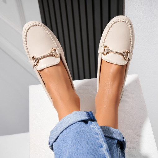 Pantofi dama casual Bej din Piele Ecologica Savio - Img 2