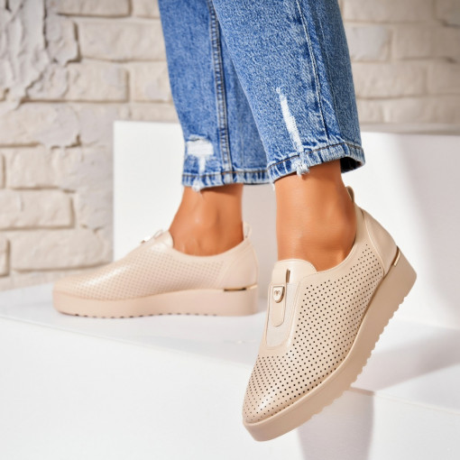 Pantofi dama casual Bej din Piele Ecologica Sira - Img 2