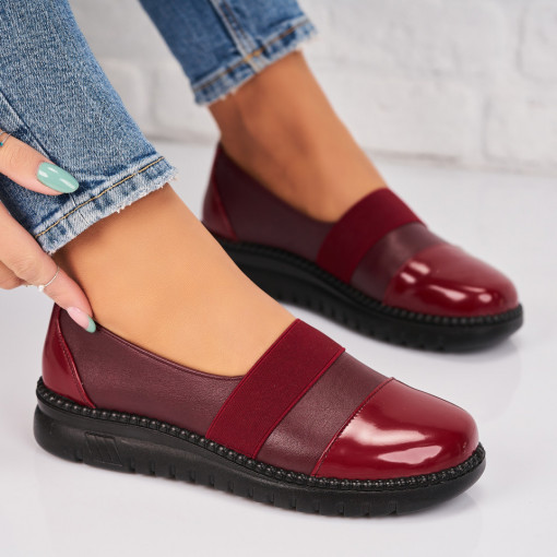 Pantofi dama casual Bordo din Piele Ecologica Janelle - Img 2