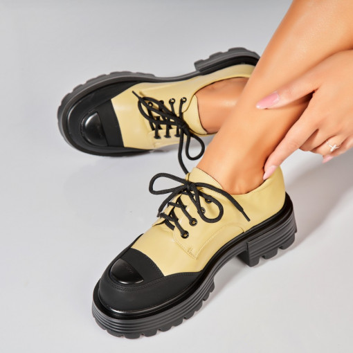 Pantofi dama casual Galbeni din Piele Ecologica Heidi - Img 3