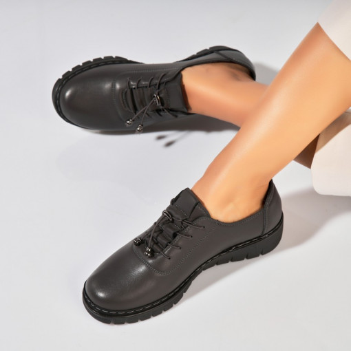 Pantofi dama casual Gri din Piele Ecologica Ettel - Img 2
