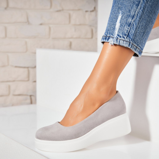 Pantofi dama casual Gri din Piele Ecologica Intoarsa Zira - Img 3