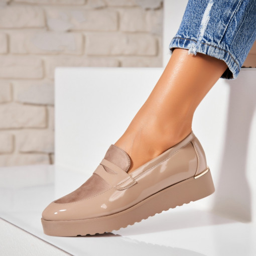 Pantofi dama casual Kaki din Piele Ecologica Lacuita Rozy - Img 3