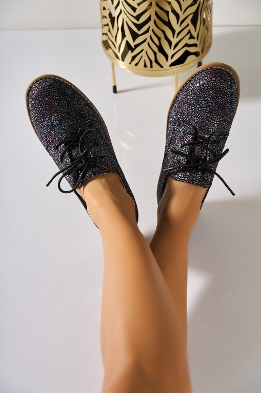 Pantofi dama casual Negri din Piele Ecologica Intoarsa Desina - Img 2