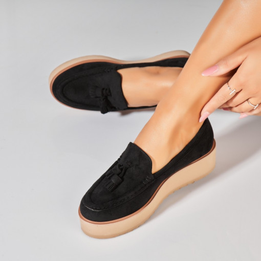 Pantofi dama casual Negri din Piele Ecologica Intoarsa Kelis - Img 2