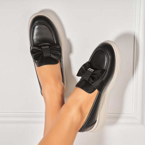 Pantofi dama casual Negri din Piele Ecologica Nikita - Img 2