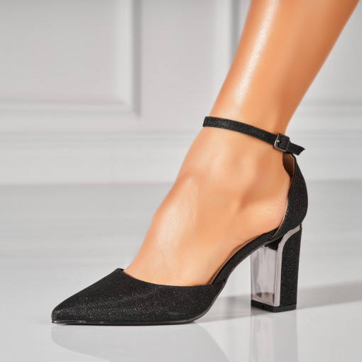 Pantofi dama cu toc Negri din Glitter Juelz - Img 3
