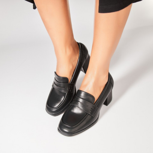 Pantofi dama cu toc Negri din Piele Ecologica Aynan2 - Img 2