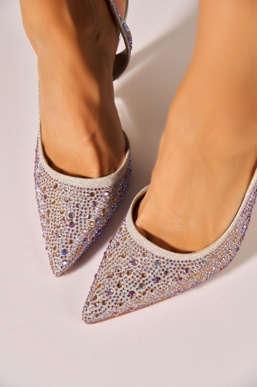 Pantofi dama eleganti Argintii din Glitter Aroya - Img 3