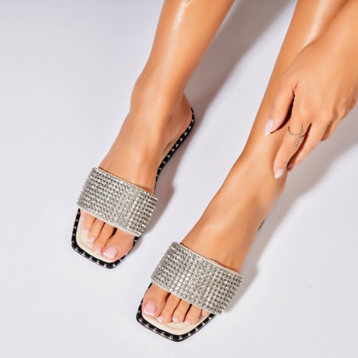 Papuci/Slapi Bej din Piele Ecologica Evia - Img 2