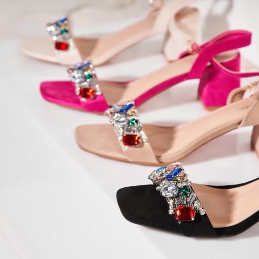 Sandale dama cu Toc Bej din Piele Ecologica Intoarsa Sahra - Img 2