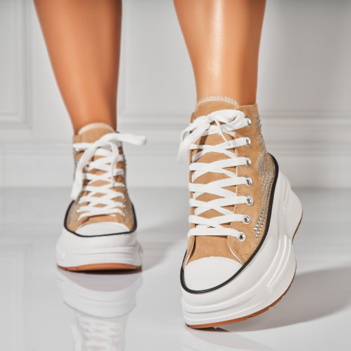 Sneakersi dama Piele Ecologica Intoarsa Kaki Anay - Img 2