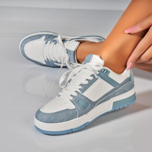 Adidasi Dama Albastri din Piele Ecologica Alwin - Img 3