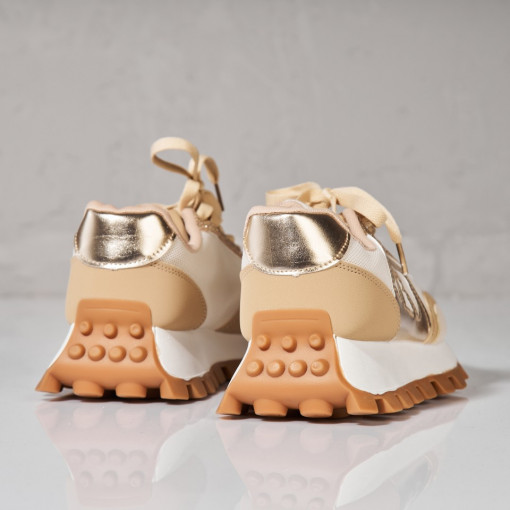 Adidași damă Bej din Piele Ecologica Intoarsa Jasai - Img 3